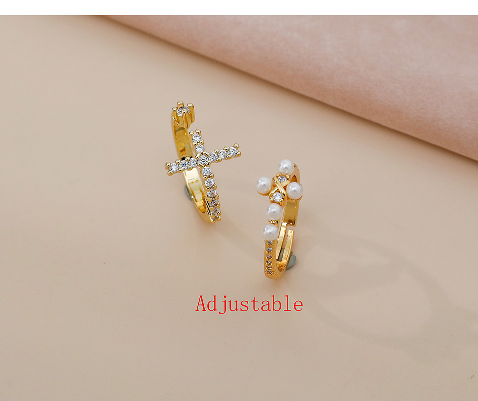 Fashion Gold Color Copper Inlaid Zircon Cross Ring,Rings
