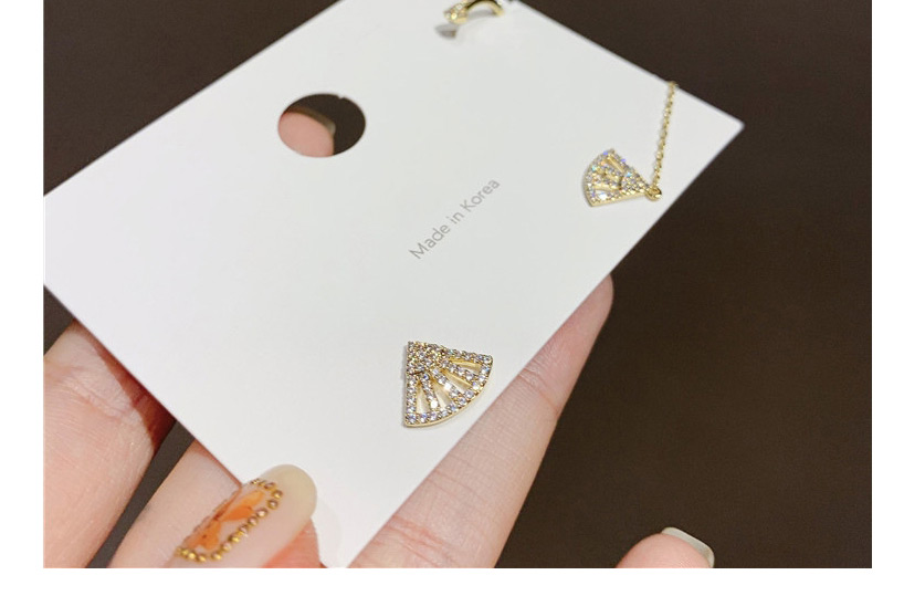 Fashion Golden Real Gold Plating Full Diamond Asymmetric Fan Earrings,Stud Earrings