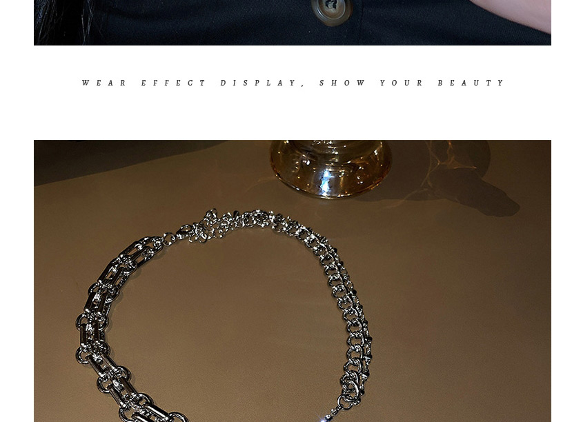 Fashion Silver Needle Titanium Steel Pearl Heart Tassel Necklace,Chains