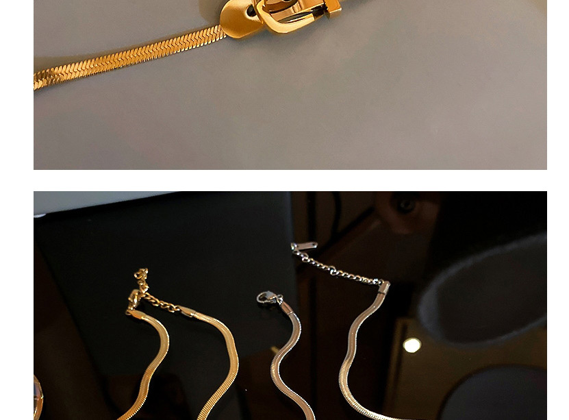 Fashion Silver Titanium Steel Titanium Steel Belt Buckle Snake Bone Chain Necklace,Chains