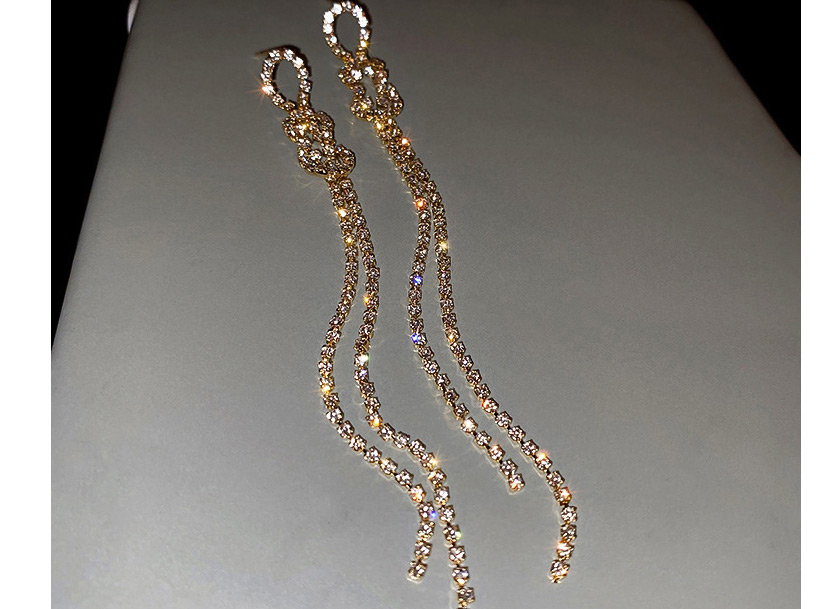 Fashion Silver Diamond Bow Tassel Earrings,Drop Earrings