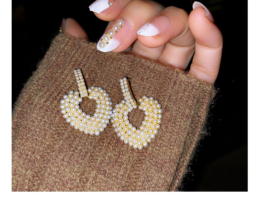 Fashion White Hollow Pearl Love Earrings,Drop Earrings