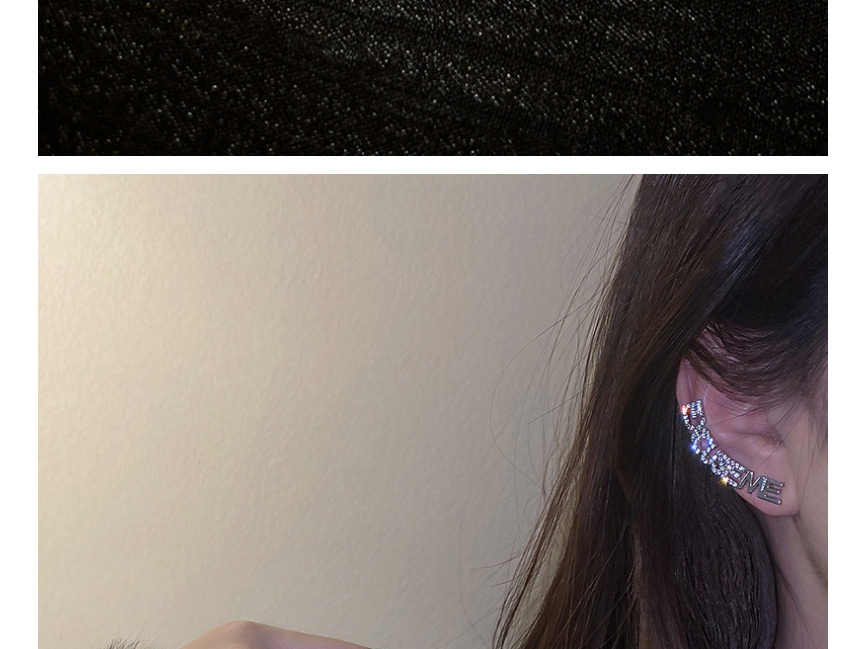 Fashion Silver Diamond Asymmetric Question Mark Alphabet Alloy Ear Bone Clip Earrings,Clip & Cuff Earrings