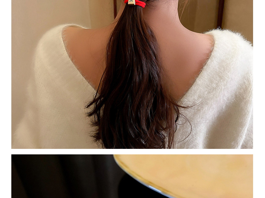 Fashion Red Hair Text Mahjong Fa Cai Alloy Hair Rope,Hair Ring