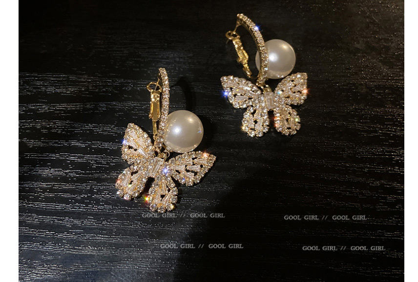 Fashion Bowknot Bow-set Diamond Alloy Earrings,Drop Earrings