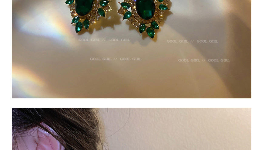 Fashion Green Diamond Diamond Geometric Alloy Earrings,Drop Earrings
