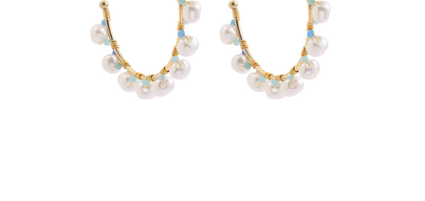 Fashion Golden Geometric Pearl Braided Alloy Earrings,Stud Earrings
