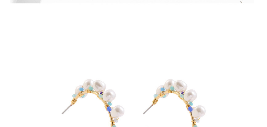 Fashion Golden Geometric Pearl Braided Alloy Earrings,Stud Earrings