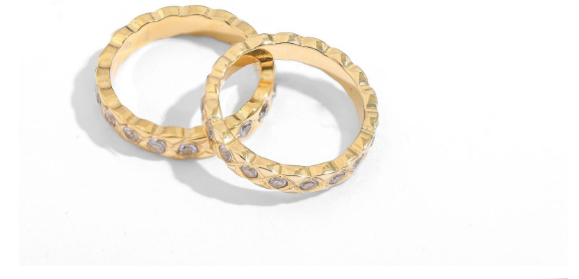Fashion Number 8 Textured Diamond Ring With Thin Edge Titanium Steel,Fashion Rings