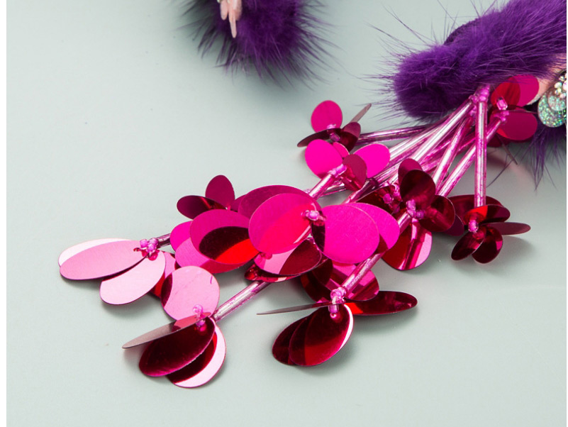 Fashion Purple Artificial Flower Sponge Wide Fringed Headband,Head Band
