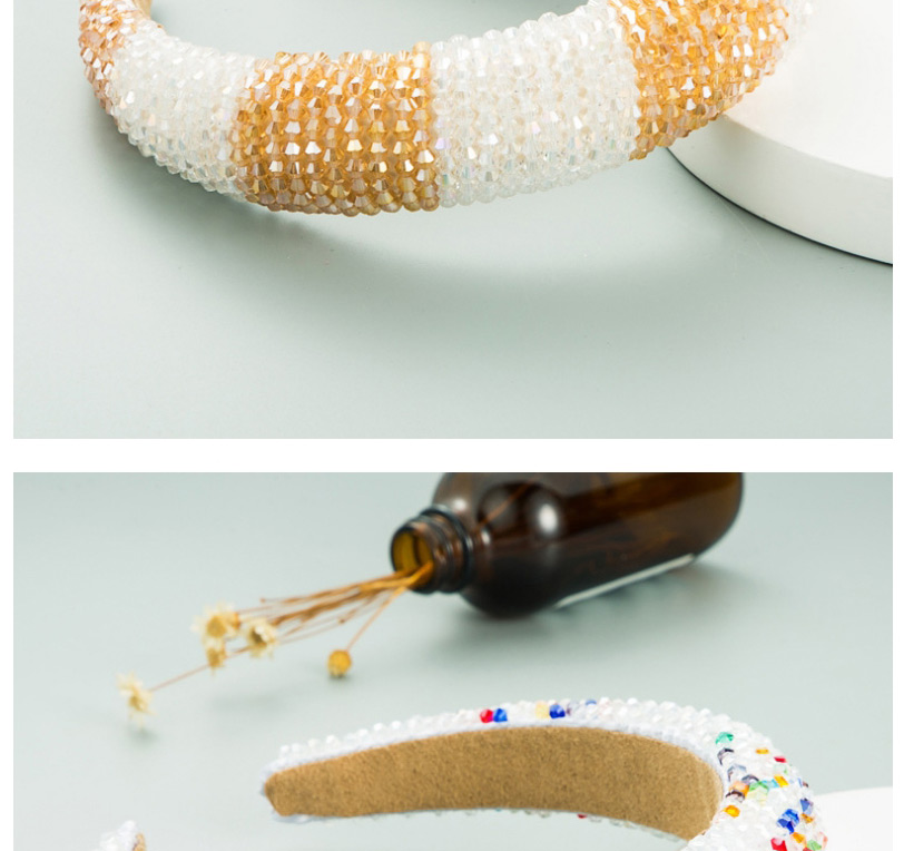Fashion White Handmade Two-color Stitching Crystal Beaded Headband,Head Band