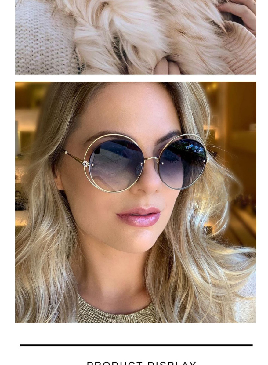 Fashion Top Green And Bottom Red Round Frame Sunglasses With Diamonds And Metal Feet,Women Sunglasses