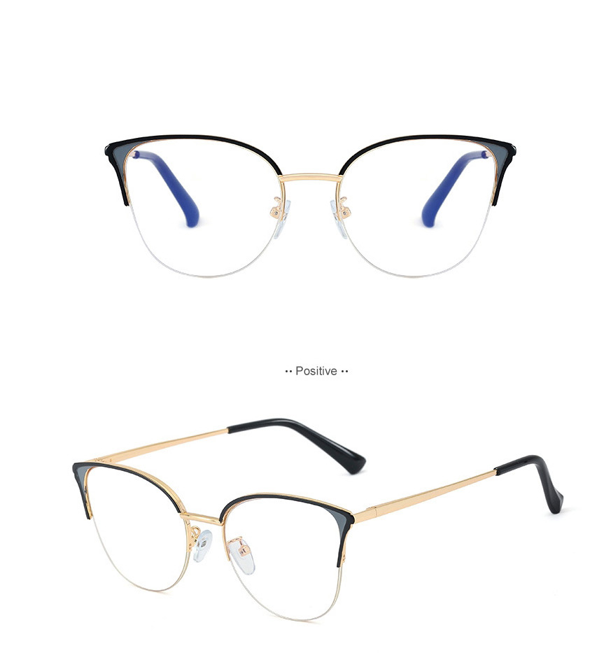 Fashion Black/blue Light Half-frame Anti-blue Light Myopia Flat Mirror,Fashion Glasses