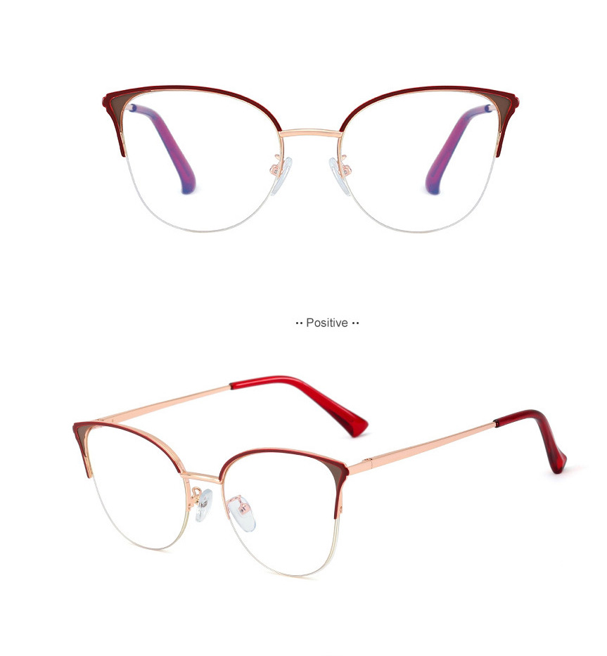 Fashion Red Bean Paste/anti-blue Light Half-frame Anti-blue Light Myopia Flat Mirror,Fashion Glasses