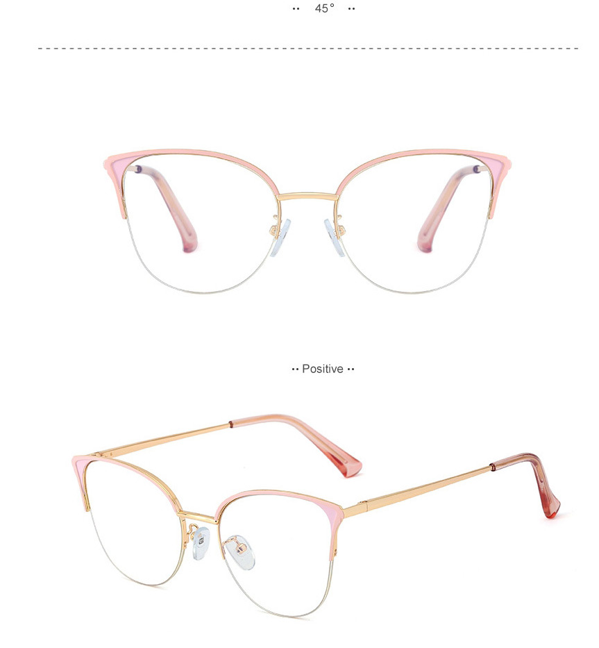Fashion Pink/blue Light Half-frame Anti-blue Light Myopia Flat Mirror,Fashion Glasses