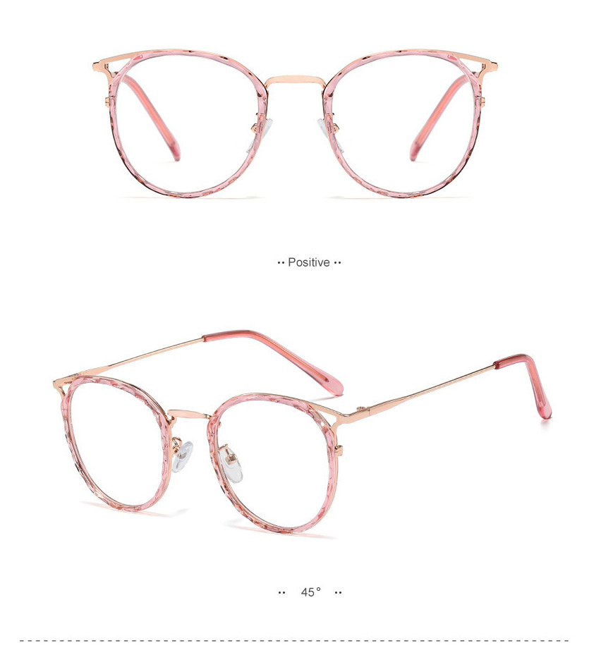 Fashion Powder Penetration/anti-blue Light Crystal Multi-faceted Frame Tr90 Round Frame Anti-blue Light Can Be Equipped With Myopia,Fashion Glasses