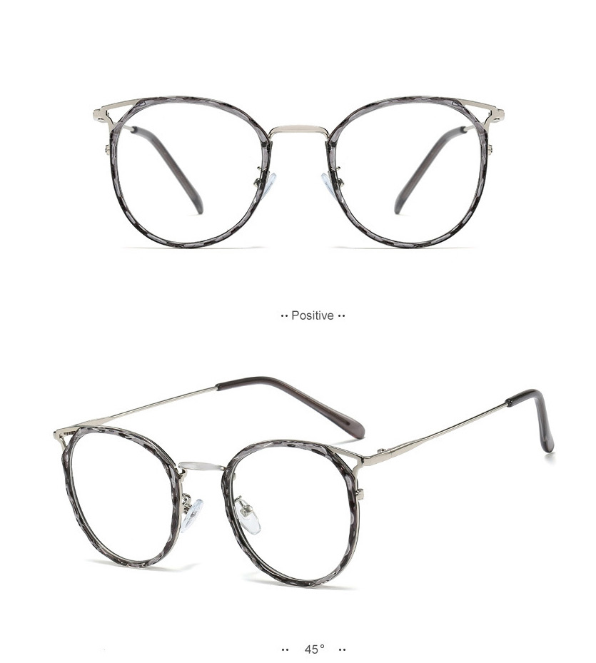 Fashion Gray/blue Light Crystal Multi-faceted Frame Tr91 Round Frame Anti-blue Light Can Be Equipped With Myopia,Fashion Glasses