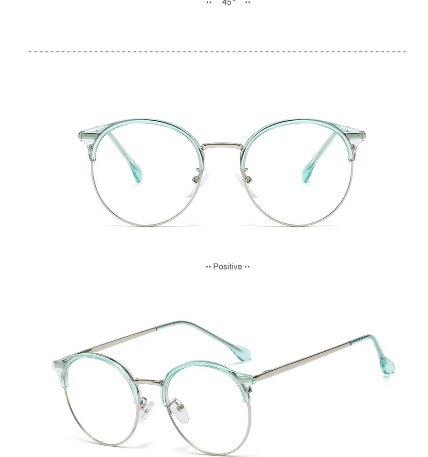 Fashion Gray/blue Light Tr94 Round Frame Full Frame Anti-blue Light Flat Lens,Fashion Glasses