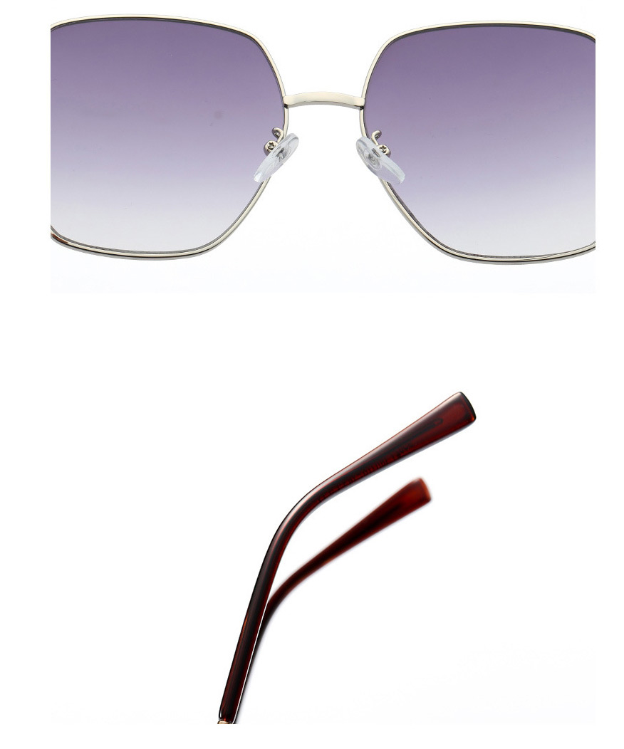 Fashion Gold/gradient Gray Metal Diamond Large Frame Sunglasses,Women Sunglasses