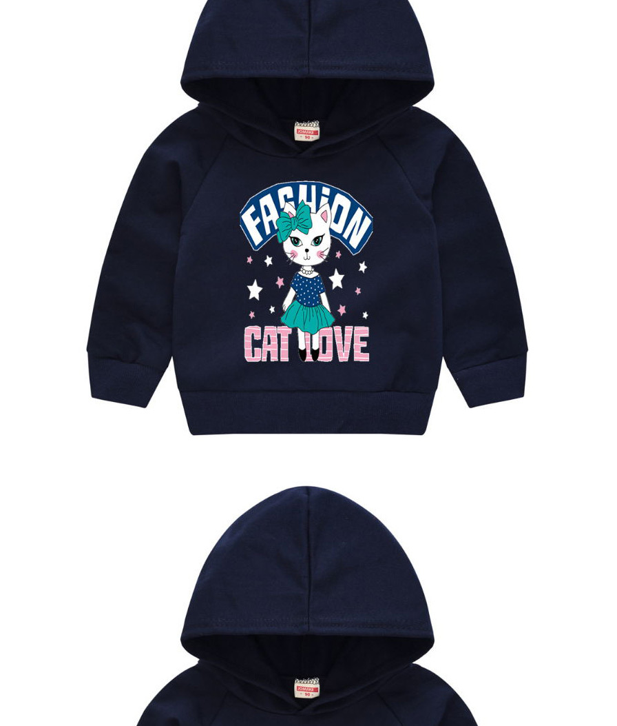 Fashion Navy Blue 9 Childrens Hooded Cartoon Pattern Sweater,Kids Clothing