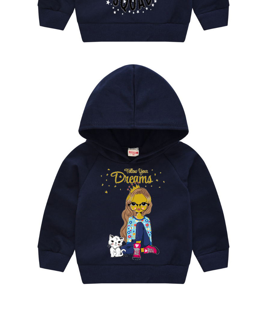 Fashion Navy Blue 5 Childrens Hooded Cartoon Pattern Sweater,Kids Clothing