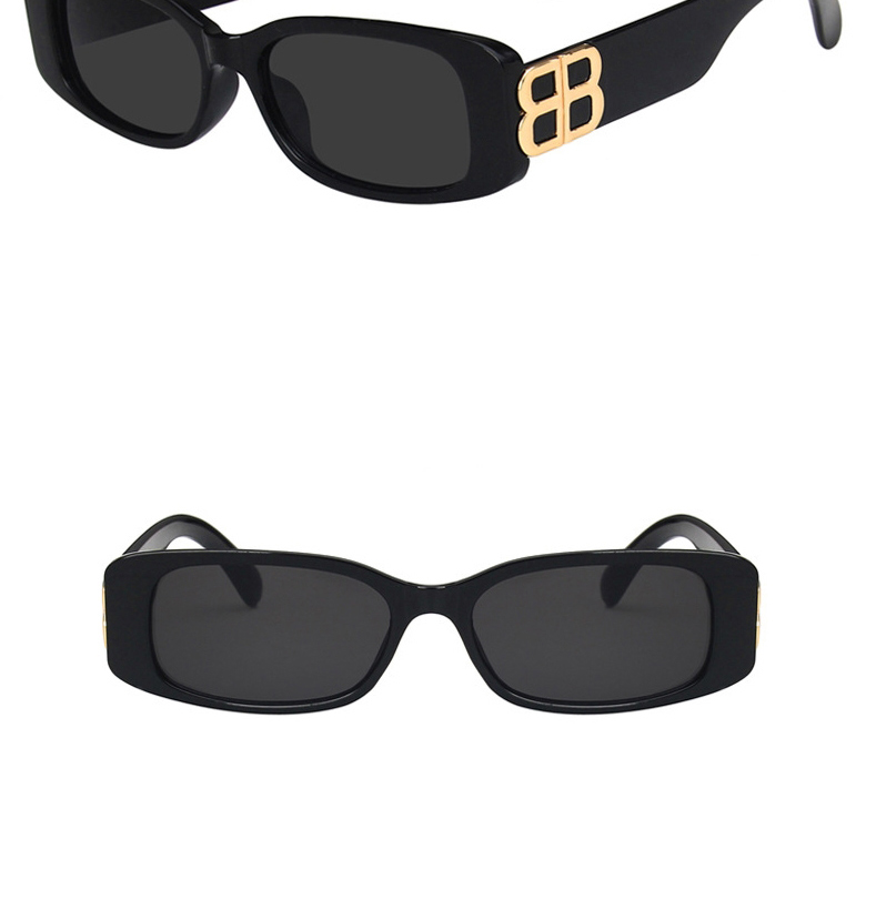 Fashion Bright Black Light Tea Square Frame Sunglasses,Women Sunglasses