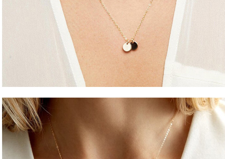 Fashion Rose Gold-2 Pieces Stainless Steel 6mm Round Pendant Necklace,Necklaces