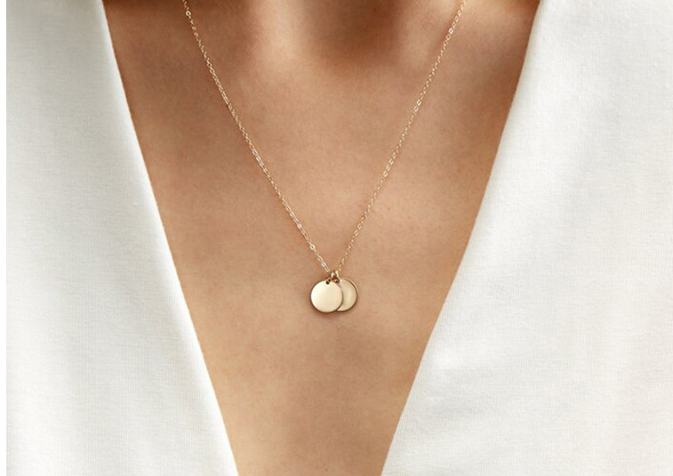 Fashion Rose Gold-2 Pieces Stainless Steel 6mm Round Pendant Necklace,Necklaces