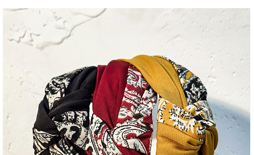 Fashion Black Stitching Abstract Pattern Knotted Headband,Head Band