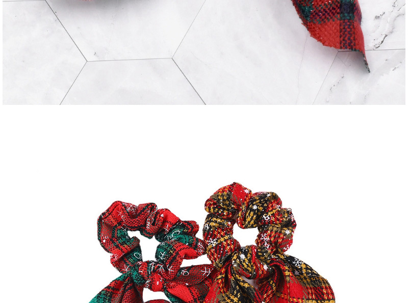 Fashion Red Checkered Ribbon Fabric Knotted Large Intestine Ring,Hair Ring