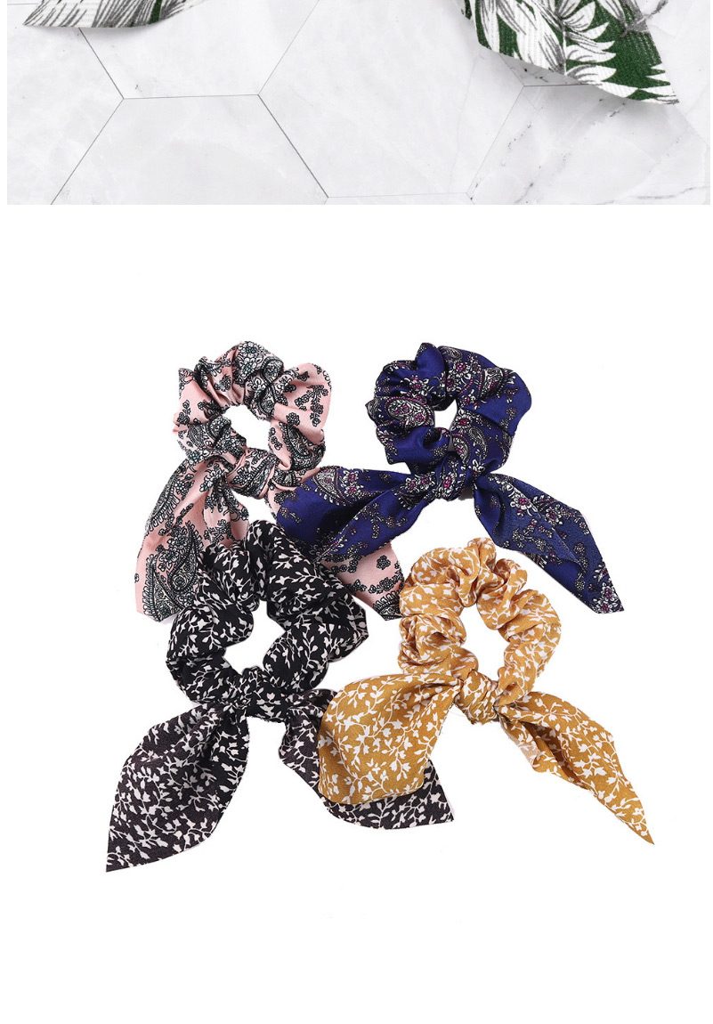 Fashion Floral Black Cashew Flower Fabric Silk Scarf Ribbon Hair Tie,Hair Ring