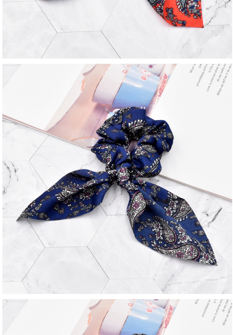 Fashion Floral Black Cashew Flower Fabric Silk Scarf Ribbon Hair Tie,Hair Ring