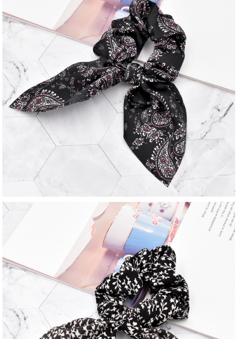 Fashion Cashew Flower Black Cashew Flower Fabric Silk Scarf Ribbon Hair Tie,Hair Ring