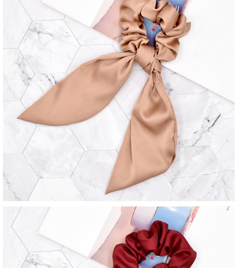 Fashion Beige Solid Color Ribbon Silk Scarf Large Intestine Hair Ring,Hair Ring