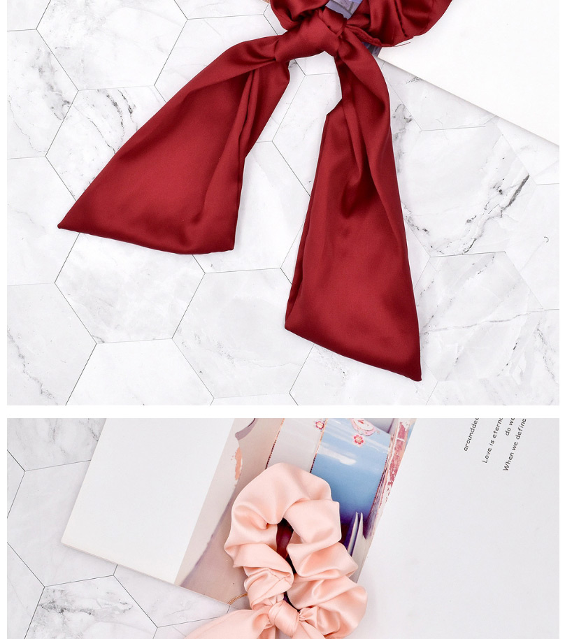 Fashion Red Solid Color Ribbon Silk Scarf Large Intestine Hair Ring,Hair Ring