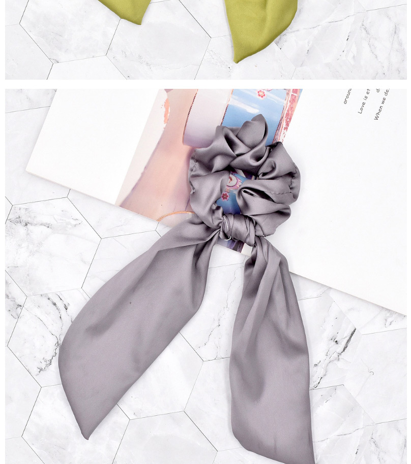 Fashion Gray Solid Color Ribbon Silk Scarf Large Intestine Hair Ring,Hair Ring