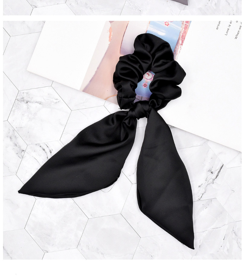 Fashion Black Solid Color Ribbon Silk Scarf Large Intestine Hair Ring,Hair Ring
