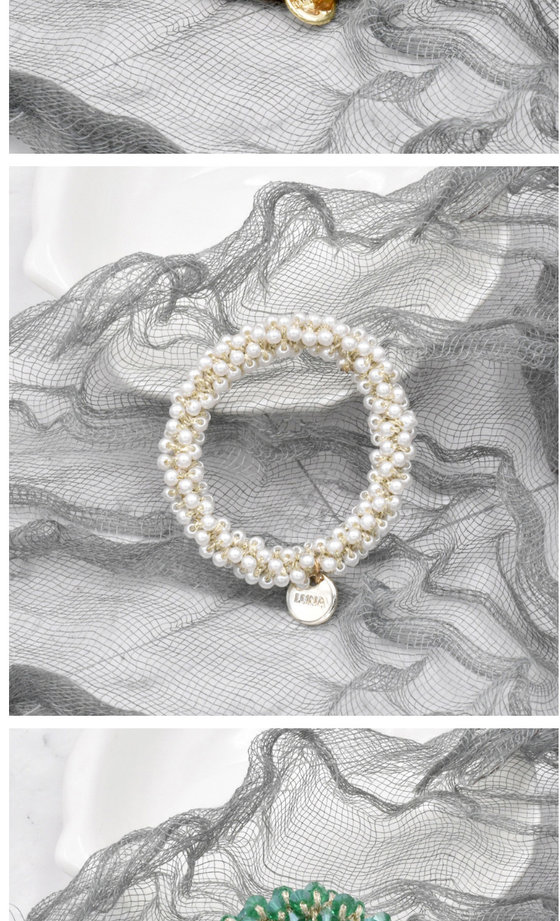 Fashion Symphony Champagne Crystal Braided Pearl Hair Tie,Hair Ring