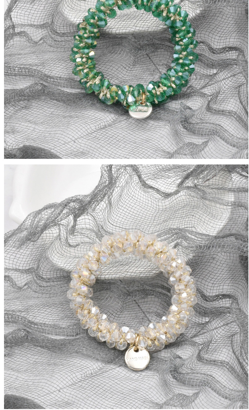 Fashion Symphony Green Crystal Braided Pearl Hair Tie,Hair Ring