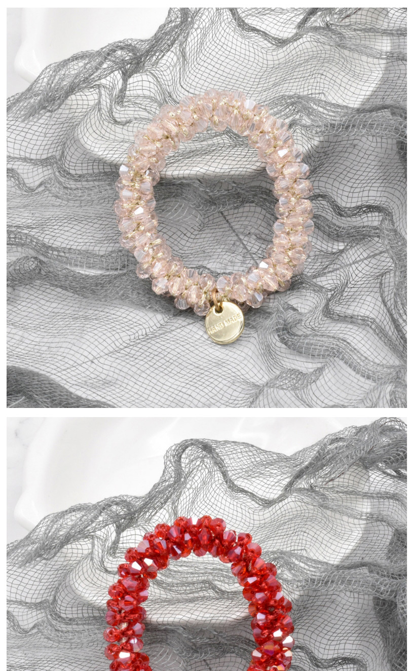 Fashion Symphony Pink Crystal Braided Pearl Hair Tie,Hair Ring