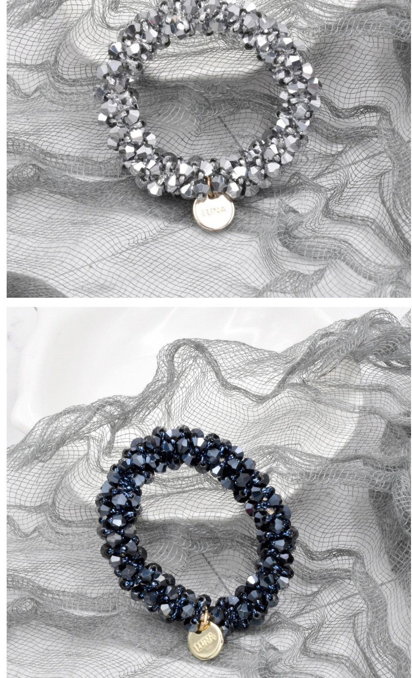 Fashion Symphony Gray Crystal Braided Pearl Hair Tie,Hair Ring