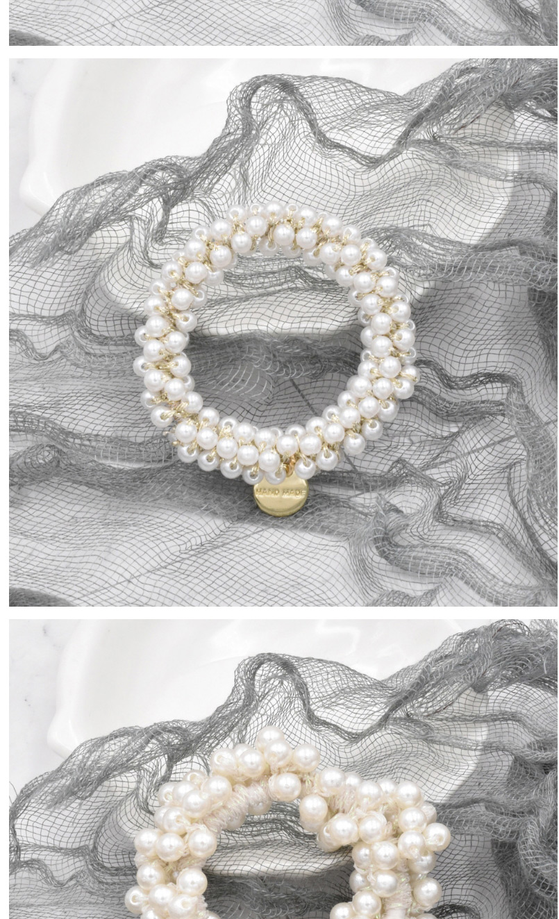 Fashion 2mm Pearl Crystal Braided Pearl Hair Tie,Hair Ring