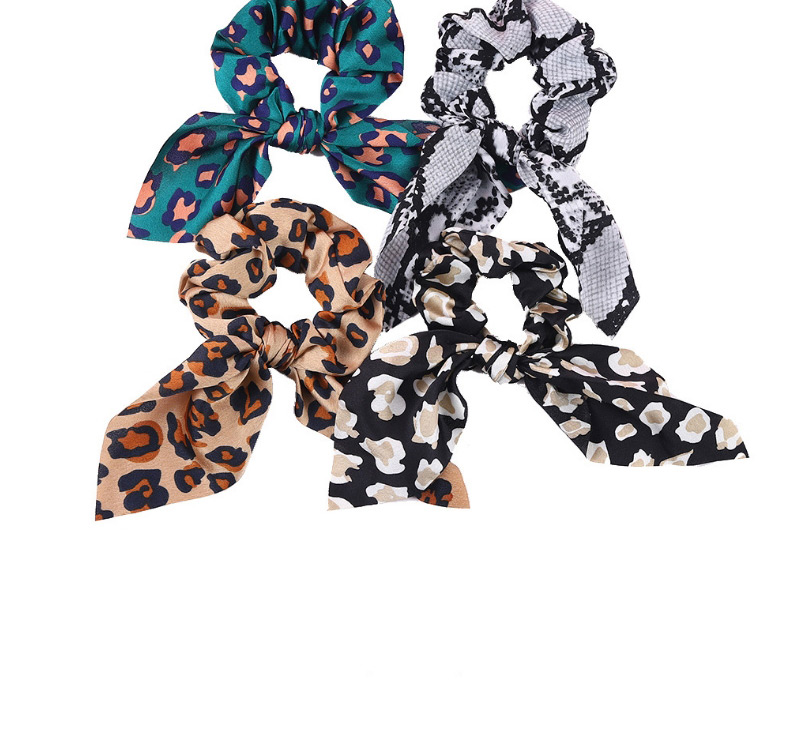 Fashion Leopard Green Fabric Leopard Print Streamer Snakeskin Print Large Intestine Hair Tie,Hair Ring