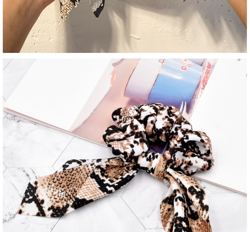 Fashion Snakeskin Pattern Khaki Fabric Leopard Print Streamer Snakeskin Print Large Intestine Hair Tie,Hair Ring