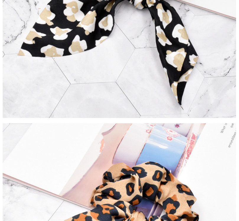 Fashion Leopard Khaki Fabric Leopard Print Streamer Snakeskin Print Large Intestine Hair Tie,Hair Ring