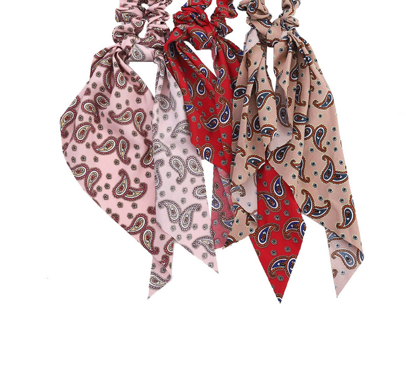 Fashion Pink Cashew Flower Ribbon Fabric Silk Scarf Large Intestine Hair Tie,Hair Ring