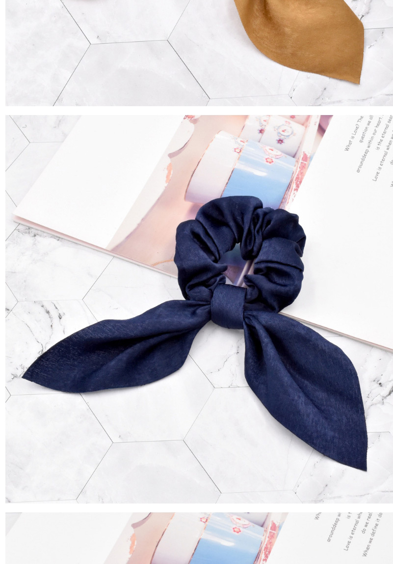 Fashion Bean Paste Powder Pure Color Silk Scarf Fabric Knotted Hair Tie,Hair Ring