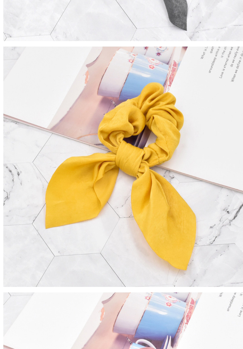 Fashion Yellow Pure Color Silk Scarf Fabric Knotted Hair Tie,Hair Ring