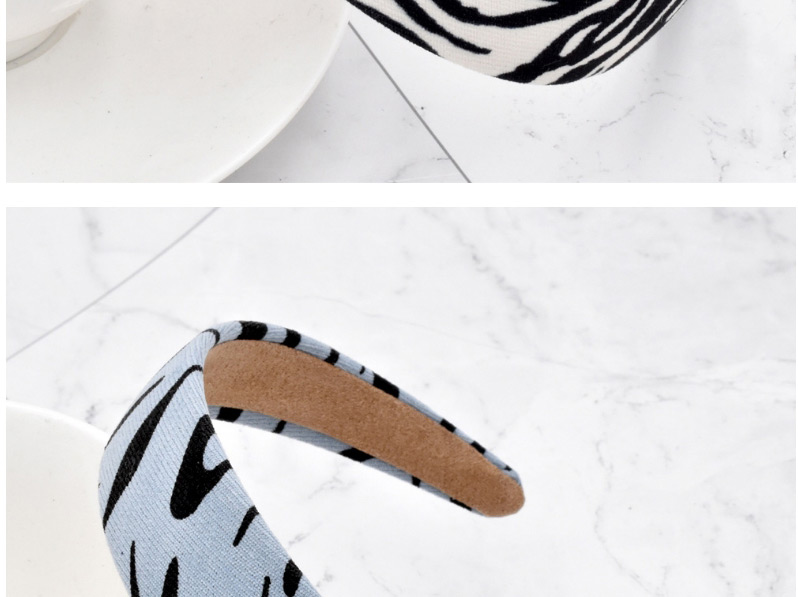 Fashion Zebra Pattern Blue Gray Zebra Print Headband With Wide Side Stripes,Head Band