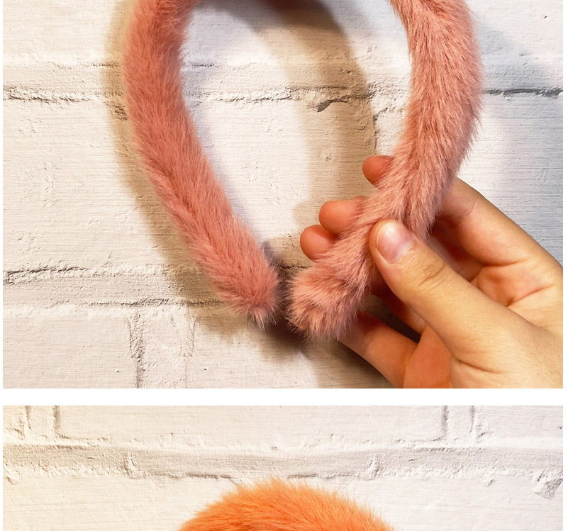 Fashion Red Bean Paste Pink Pure Color Plush Fine Edge Fabric Pressure Hairband,Head Band